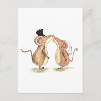 Bride and Groom - Kissing Mice - Gift for Wedding Postcard