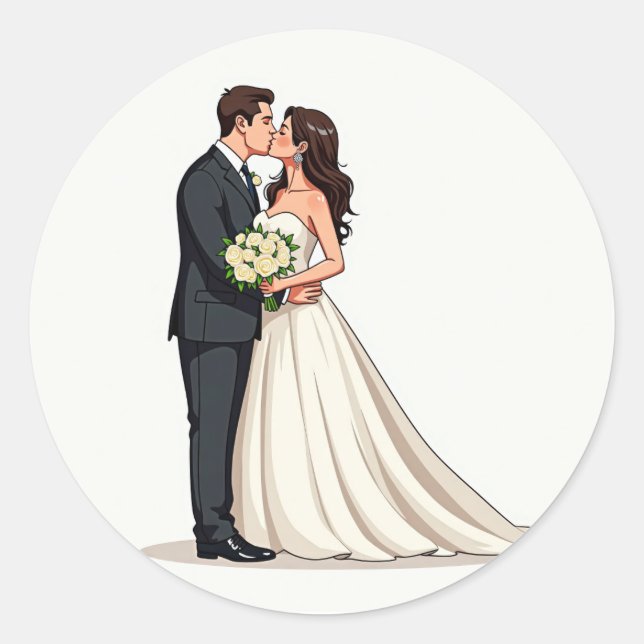 Bride and Groom Kissing Sticker (Front)