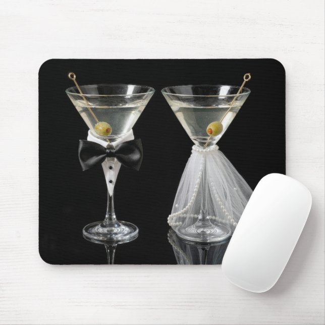 Bride and Groom Martini Cocktails Mouse Pad (With Mouse)