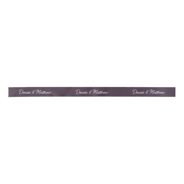 Bride and Groom Midnight Plum   Satin Ribbon (Front)