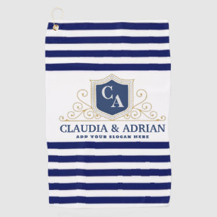 Bride And Groom Monogram Names Elegant Weeding Golf Towel