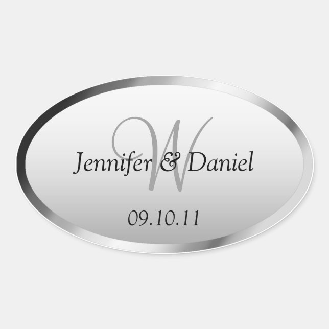 Bride And Groom Monogram  W Wine Labels (Front)