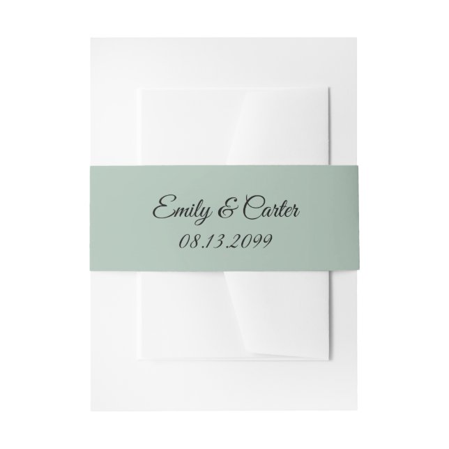 Bride and Groom Names and Date Invitation Belly Band (Front Example)