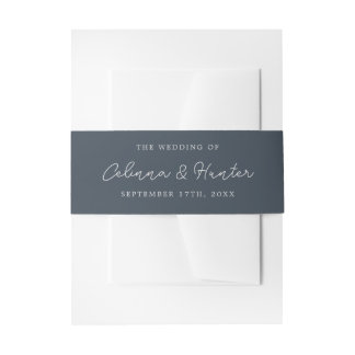 Bride and Groom Names Blue Wedding Invitation Belly Band