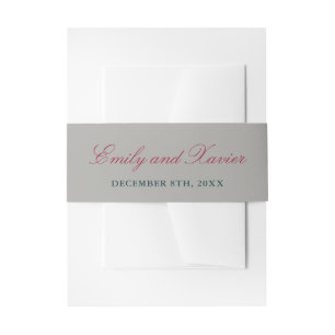 Bride and Groom Names Christmas Wedding Invitation Belly Band
