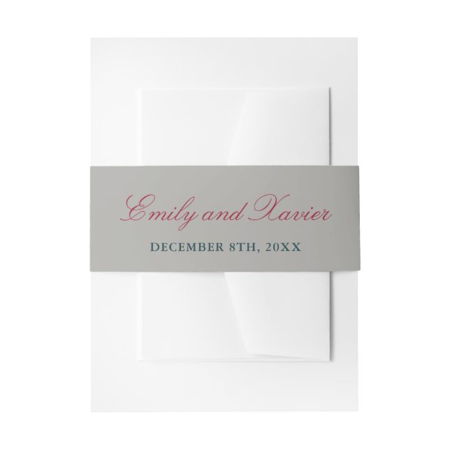 Bride and Groom Names Christmas Wedding Invitation Belly Band (Front Example)