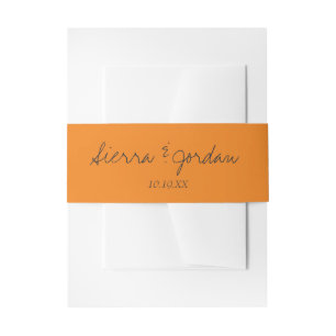 Bride and Groom Names Halloween Wedding Invitation Belly Band