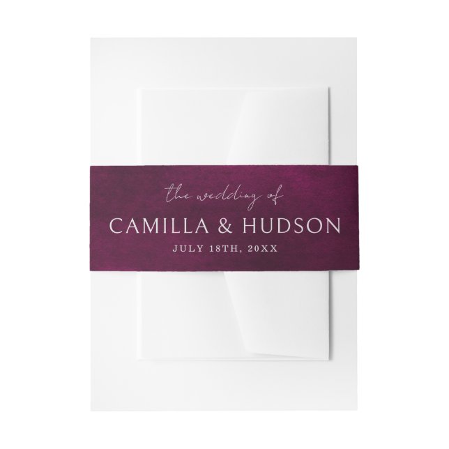 Bride and Groom Names Jewel  Wedding Invitation Belly Band (Front Example)