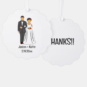 Bride and Groom Names Wedding Favour Tree Decoration Card