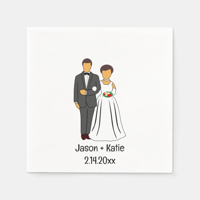 Bride and Groom Names Wedding Napkin (Front)