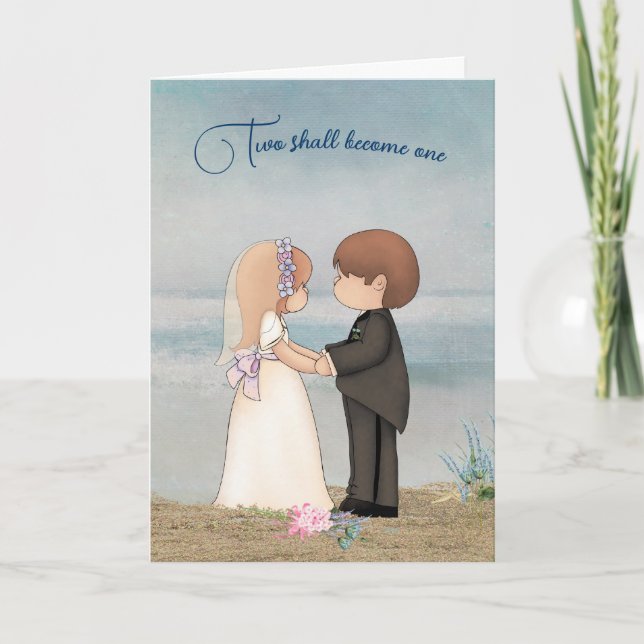 Bride and Groom On a Beach Card (Front)