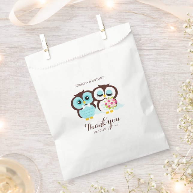 Bride and Groom Owls Favour Bags (Clipped)