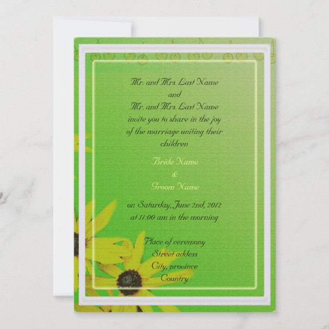 Bride and groom parents'  invitation, daisy invitation (Front)
