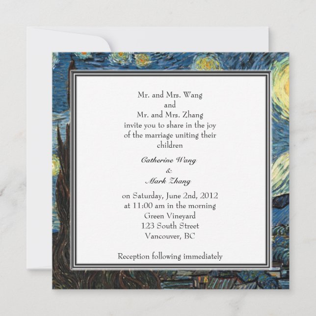 Bride and groom parents'  invitation, wedding invitation (Front)