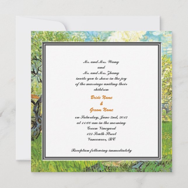 Bride and groom parents'  invitation, wedding invitation (Front)