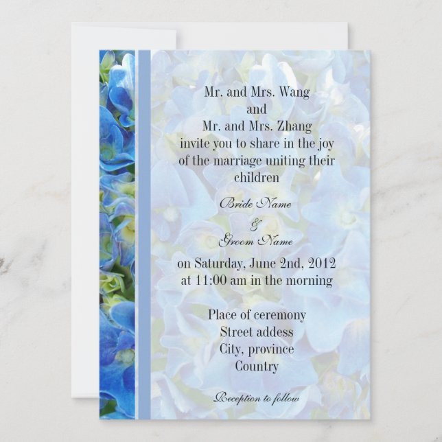 Bride and Groom parents, wedding invitation (Front)