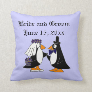 Bride and Groom Penguin Wedding Art Cushion