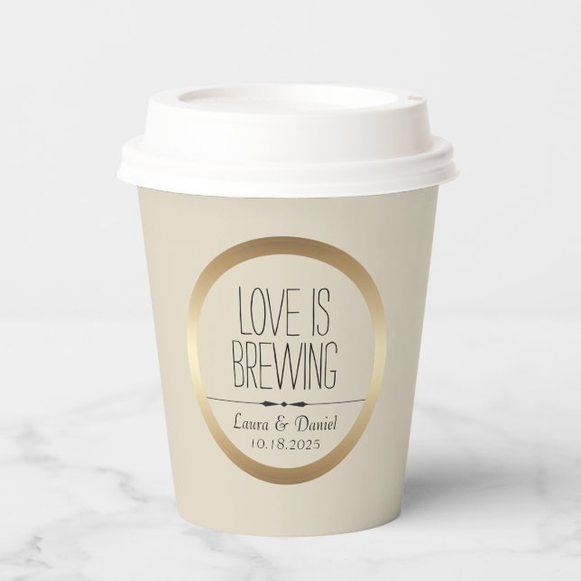 Bride and Groom Personalised Coffee Paper Cups (Front)