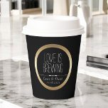 Bride and Groom Personalised Coffee Paper Cups<br><div class="desc">A custom coffee paper cup for the bride and groom, personalise this design with your names and wedding date in place of the sample text shown. Makes a thoughtful idea for a bridal shower, bridal brunch, or engagement party. These cups hold hot or cold beverages and may be ordered with...</div>