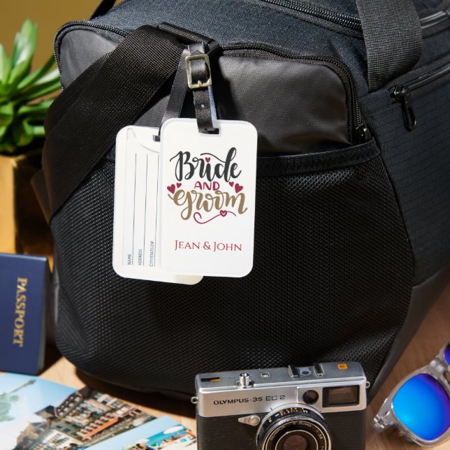 Bride And Groom Personalised  Luggage Tag (Front & Back)
