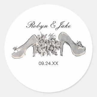 Bride and Groom Personalised Names Elegant Classic Classic Round Sticker
