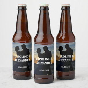 Bride and Groom Photo Elegant Newly weds Wedding Beer Bottle Label