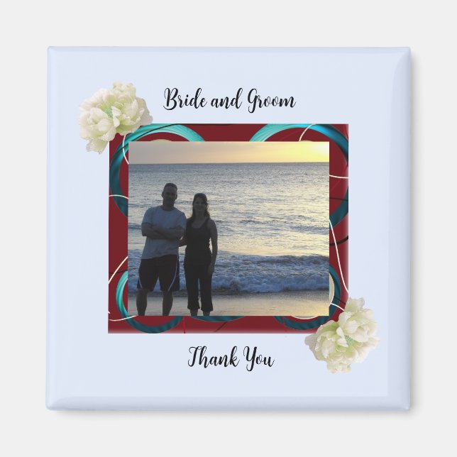 Bride and Groom Photo Wedding Magnet (Front)