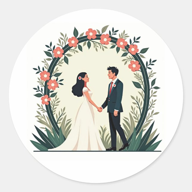 Bride and Groom Romance Sticker (Front)