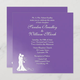 Bride and Groom Royal Purple Wedding Invitation