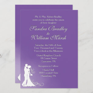 Bride and Groom Royal Purple Wedding Invitation