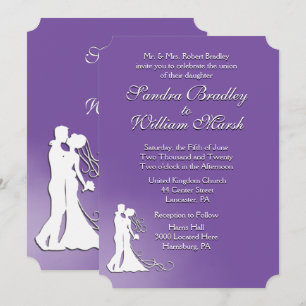 Bride and Groom Royal Purple Wedding Invitation