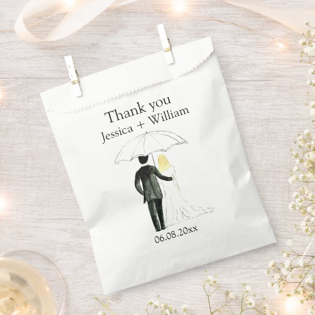 Bride and Groom Rustic Modern Elegant Wedding  Favour Bags (Clipped)