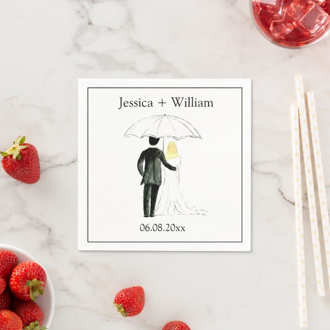 Bride and Groom Rustic Modern Elegant Wedding  Napkin (Insitu)