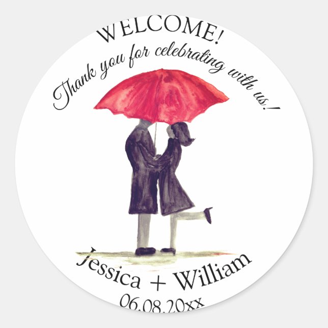 Bride and Groom Rustic Modern Wedding couple  Classic Round Sticker (Front)