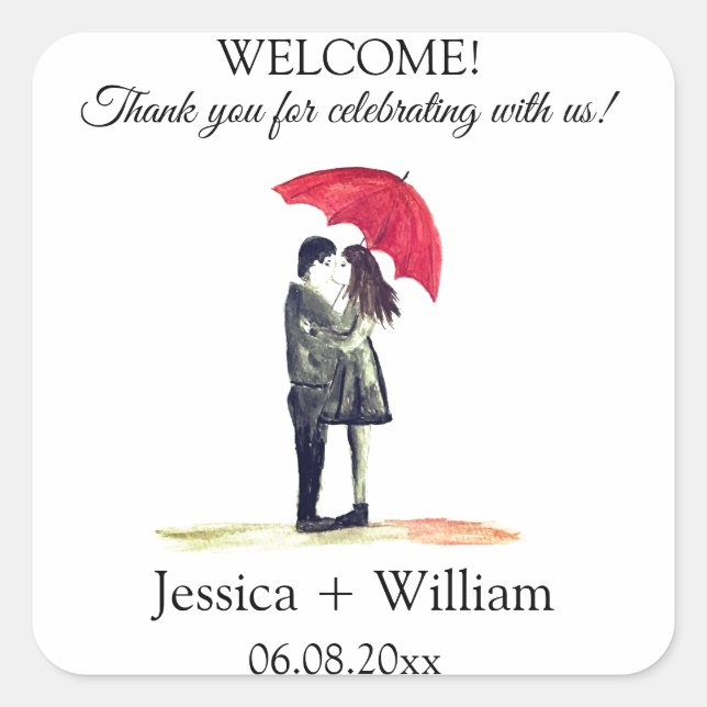 Bride and Groom Rustic Modern Wedding couple Square Sticker (Front)