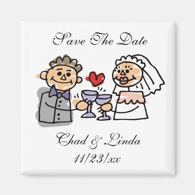 Bride And Groom Save The Date Personalised Magnet (Front)
