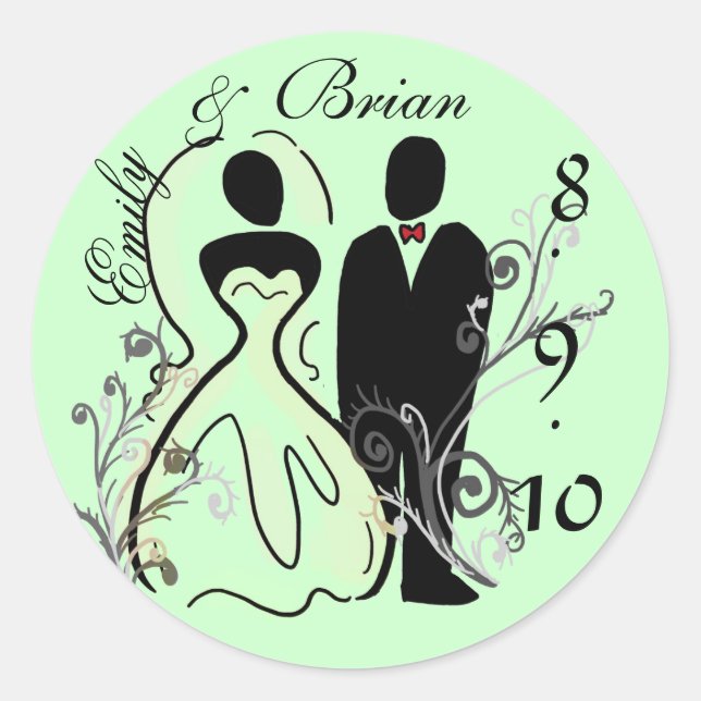 Bride and groom save the date stickers (Front)