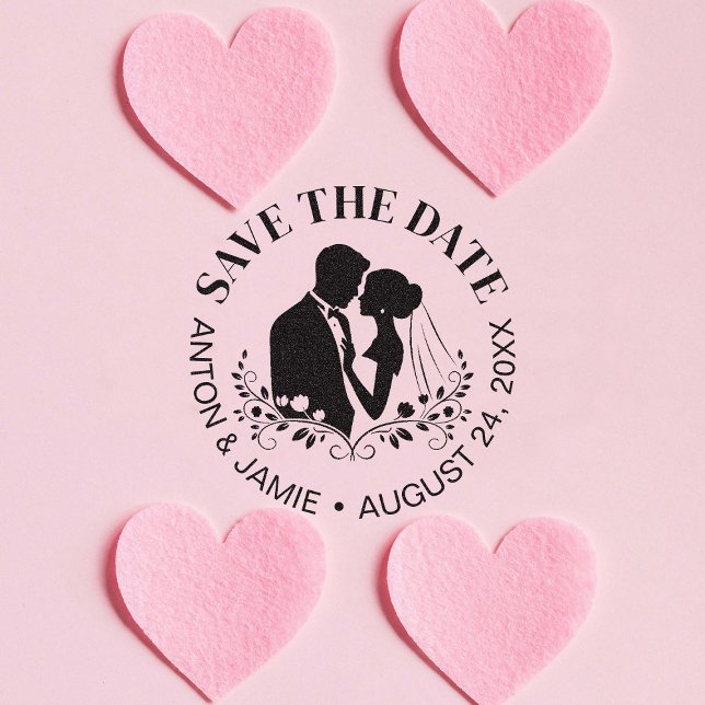 Bride And Groom Save The Date Wedding Date Names Rubber Stamp (Creator Uploaded)