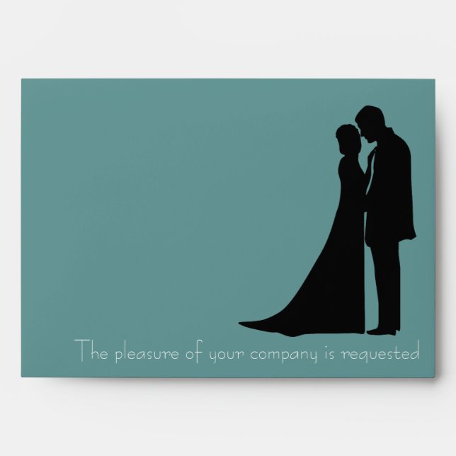 Bride and Groom silhouette elegant envelope (Front)