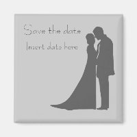 Bride and Groom silhouette Save the date Magnet