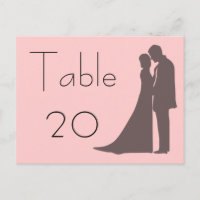 Bride and Groom silhouette Table Number Postcard
