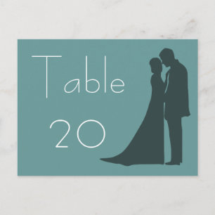 Bride and Groom silhouette Table Number Postcard