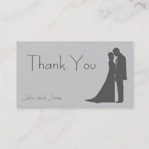 Bride and Groom silhouette Thank You Business Card