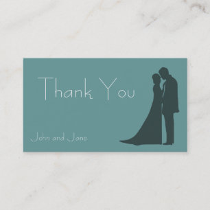 Bride and Groom silhouette Thank You Business Card