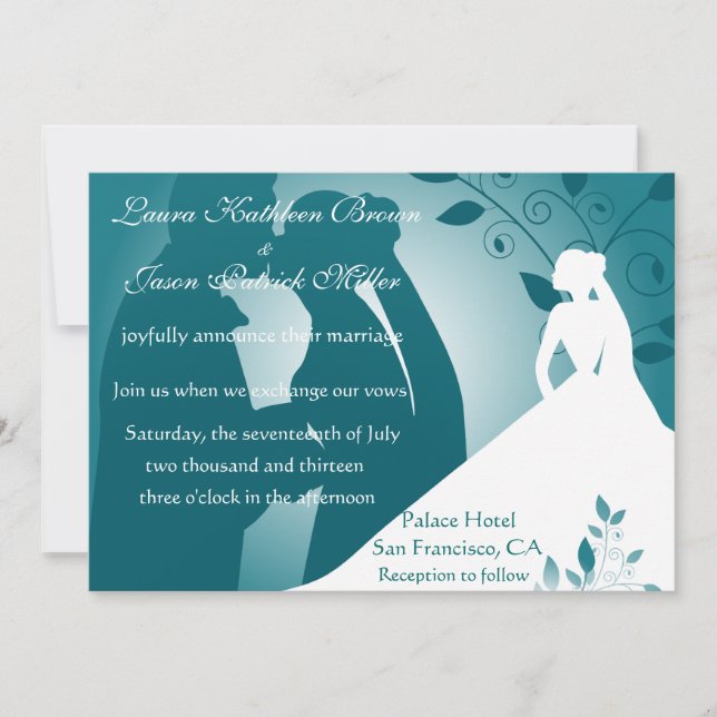 Bride and Groom Silhouette Wedding Invitation (Front)
