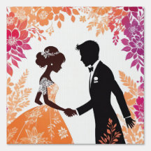 Bride and groom silhouettes