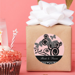 Bride and Groom Swirl & Butterfly Sticker