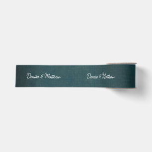 Bride and Groom Teal Grosgrain Ribbon