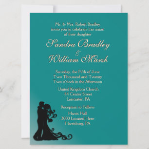 Bride and Groom Teal Invitation
