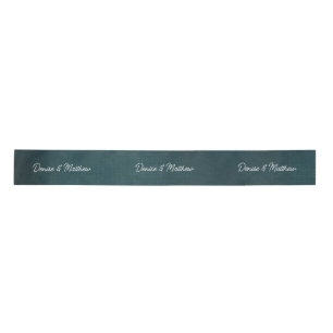 Bride and Groom Teal Satin Ribbon